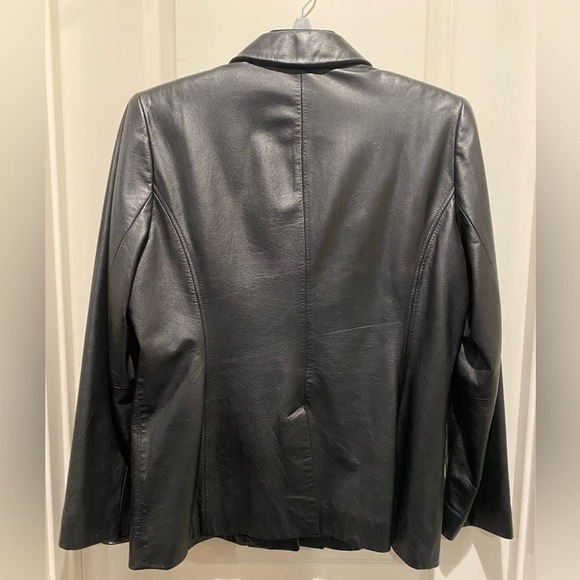 Ann Taylor Loft Leather Jacket Blazer  Black 14 - Picture 2 of 5